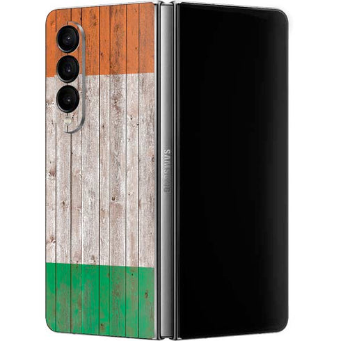 Ireland Flag Dark Wood Galaxy Z Fold4 5G Skin